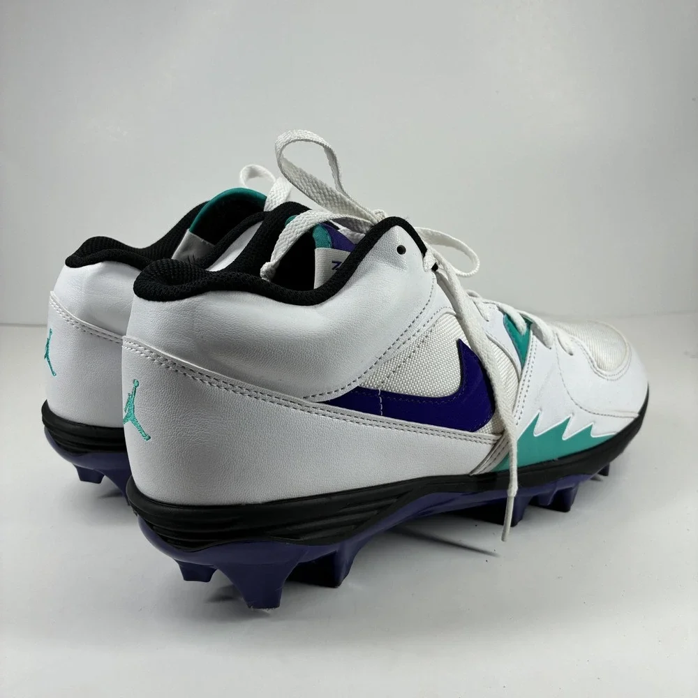 Jordan Brand Stadium 90 Low TD Men's 10.5 White Grape Football Cleats HQ0210-105